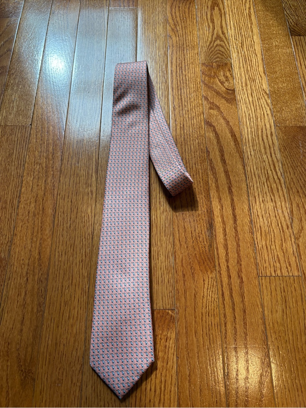 Charles Tyrwhitt Coral Orange-Pink Toucan Micro-Pattern 100% Silk Tie